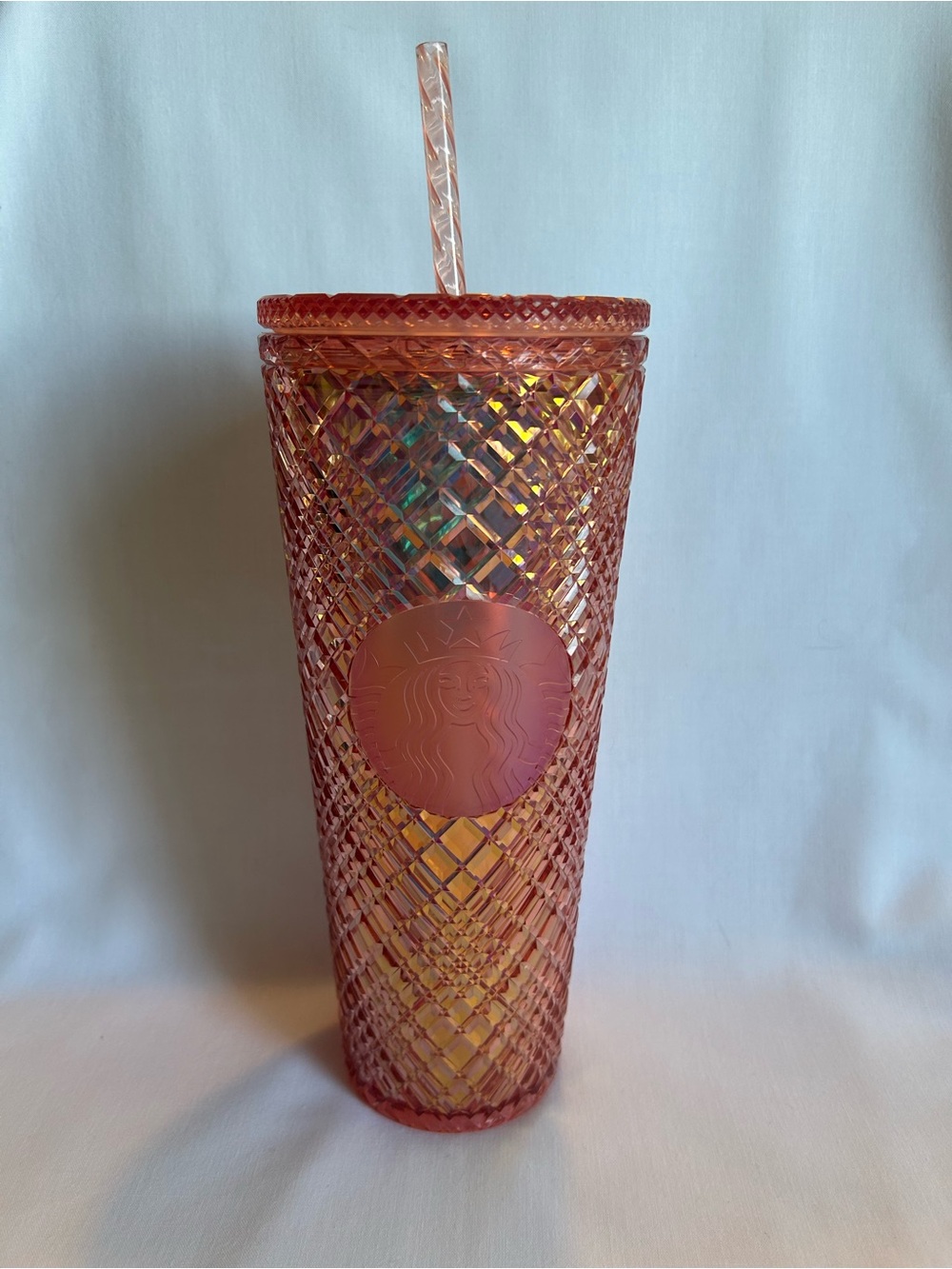 Starbucks Iridescent Rose Pink Studded Tumbler with Straw